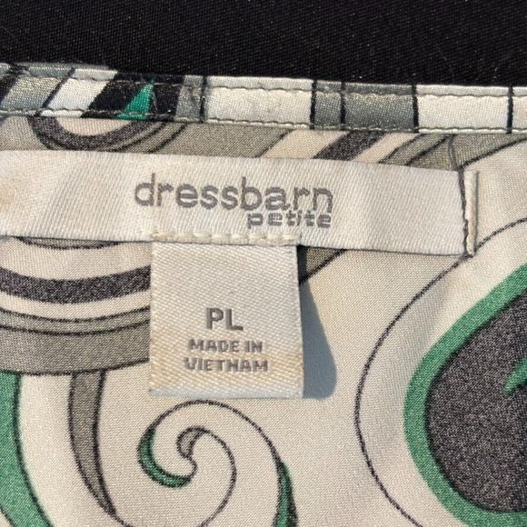 Dress Barn Womens Satin Flare Sleeve Green Baby Doll Tie Back Blouse SZ Petite L - Picture 6 of 12